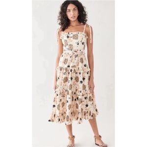 ULLA JOHNSON Midi Lune Floral  Dress Sz 10